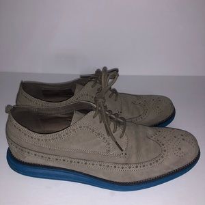 Cole Haan Original Grand Long Wingtip Men's 11 Sea Otter Nubuck Navy Ink Seaport